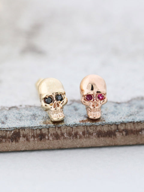 14K gold Skull Cubic Cartilage Earring 18G16G