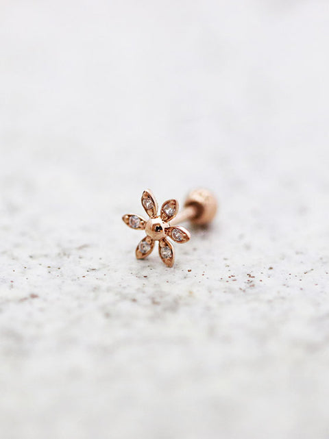 14K Gold Daisy Cartilage Earring 18G16G