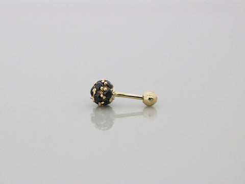 14K GOLD Classic Black Cubic Ball inner conch piercing 18G