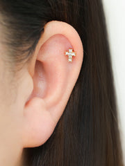 Dainty Cross CZ Piercing