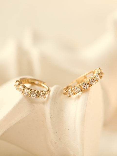 14K Gold Daily CZ cartilage hoop earring