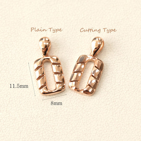 14K Gold Twist Square Necklace Pendant
