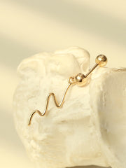 14K Gold Ball Wave Drop Cartilage Earring 20G18G16G