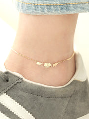 14K Gold Lucky Elephant Anklet Bracelet