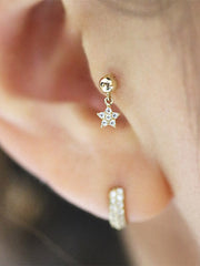 14K gold flower dangle earring 20g