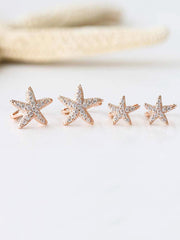 14K Gold Starfish Hoop Earring