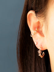 14K Gold Rose Cubic Curve Cartilage Earring 20G18G16G