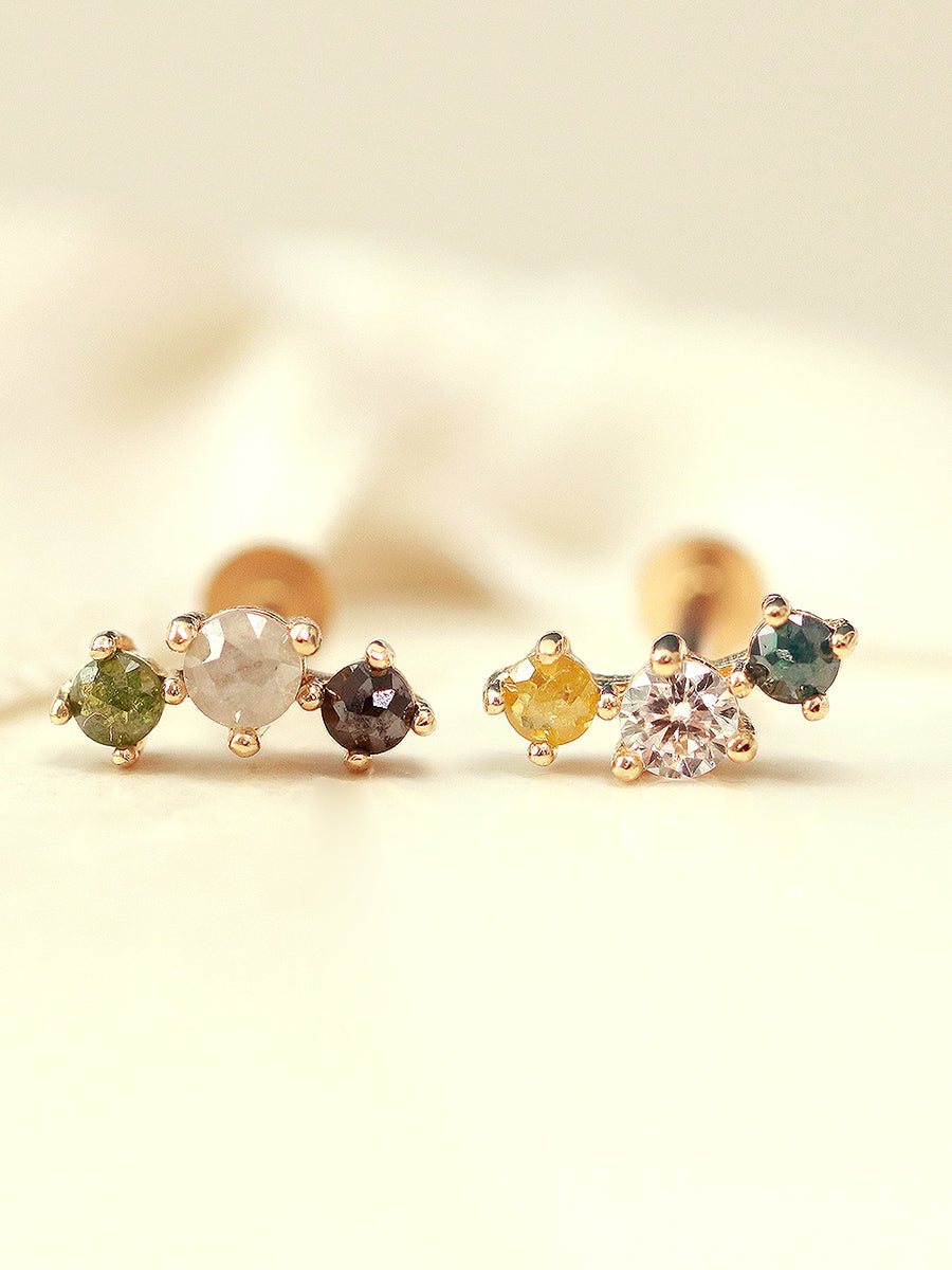 14K Gold Internal Rough Diamond Labret Piercing 18G16G – MinimalBijoux