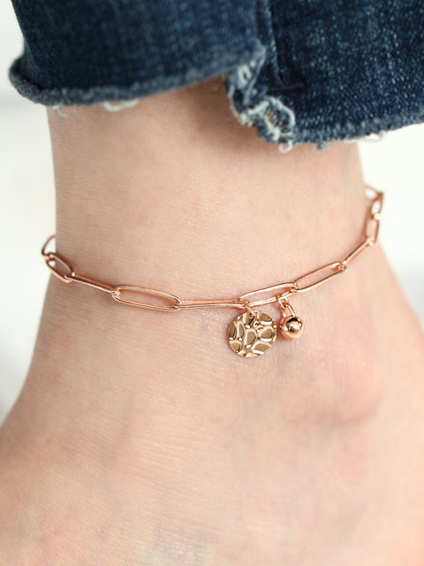 14K Gold Square Chain Coin Anklet
