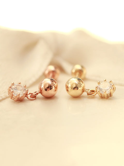 14K Gold Cubic Ball Drop Cartilage Earring 20G