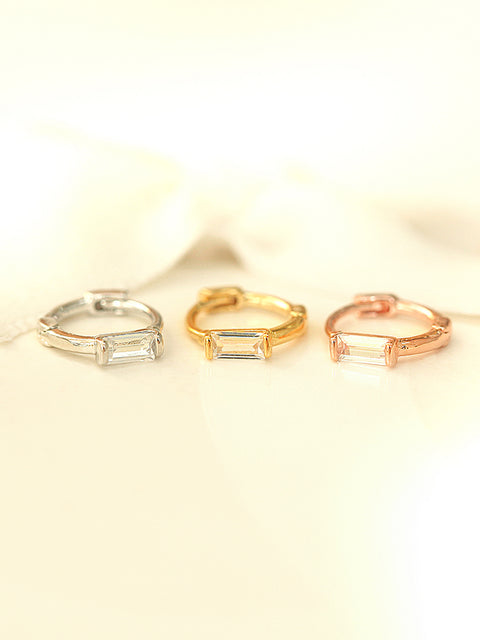 925 Silver Mini Cubic Hoop Earring