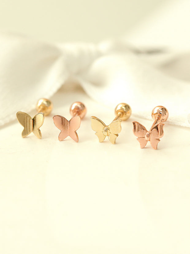 14K gold Simple Butterfly Cartilage Earring 20G