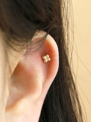 14K gold Triangle Ball cartilage earring 20g