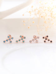 14K Gold Colorful Cross Cubic Cartilage Earring 18G16G