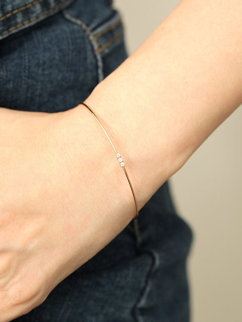 14K Gold Slim Mini Cubic Bangle