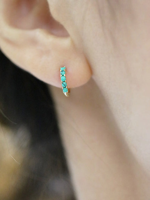 14K Gold Opal Hoop Earring