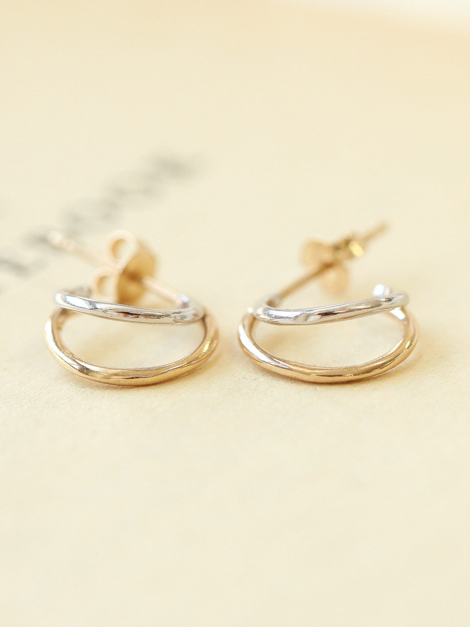 14K Gold 2 Line Circle Hoop Earring