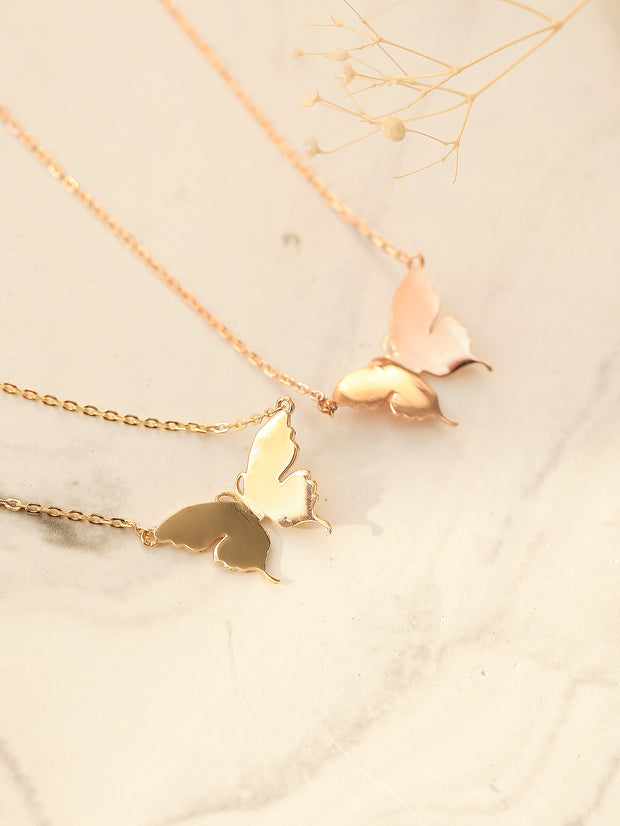 14K 18K Gold Butterfly Necklace