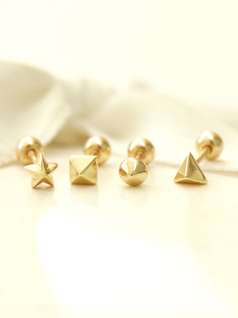 14K gold Mini Shapes cartilage earring 20g