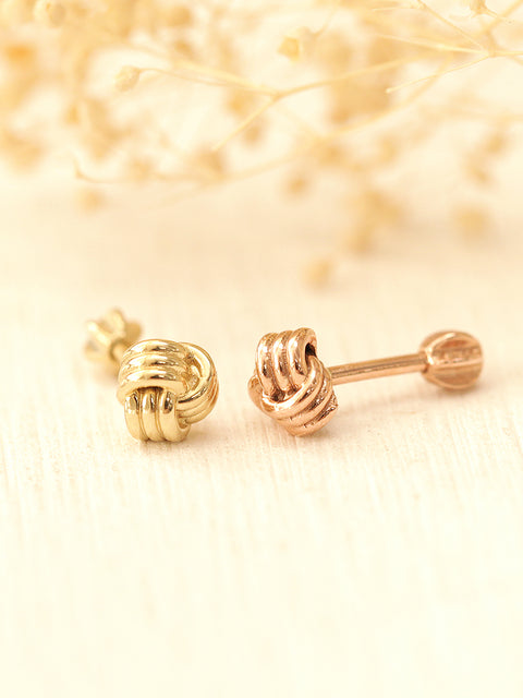 14K Gold Knot Cartilage Earring 18G16G