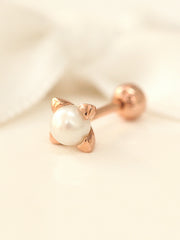 14K Gold Pearl Cartilage Earring 18G16G