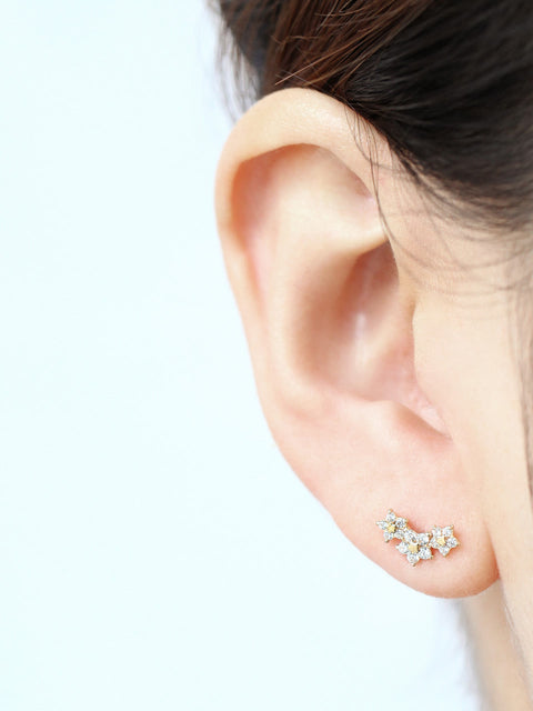 14K Gold Triple Flower Point Cartilage Earring 18G16G