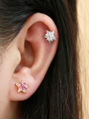 Crystal Pink Flower Piercing
