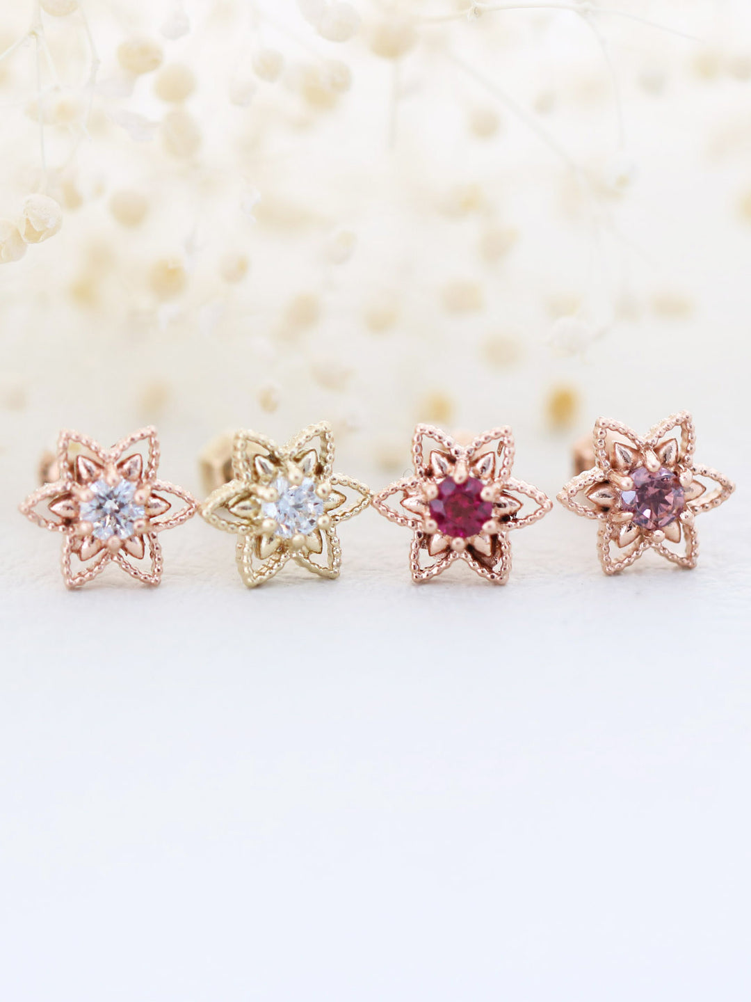 14K Gold Bling Flower Cartilage Earring 18G16G