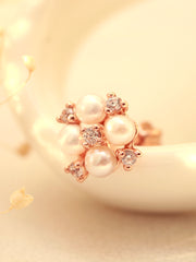 14K Gold Square Pearl Cubic Cartilage Earring 18G16G