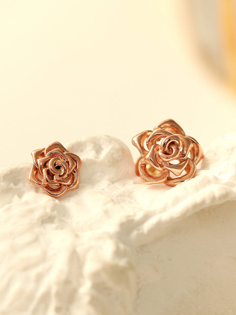 14K Gold Rose Flower Labret Piercing 18G16G