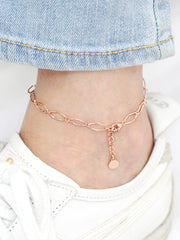 14K 18K Gold Cutting Twist Coin Chain Anklet