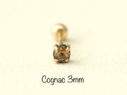 14K gold Rough Diamond cartilage earring 3mm 20g18g16g