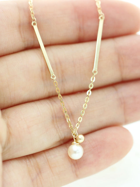 14K Gold Pearl & Ball Anklet
