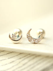 925 Silver Cubic Moon Cartilage Earring 16G