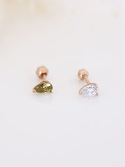 14K Gold Teardrop Cubic Cartilage Earring 18G16G