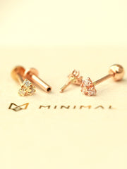 14K Gold Internal Tiny Triangle Cubic Cartilage Earring 20G18G16G