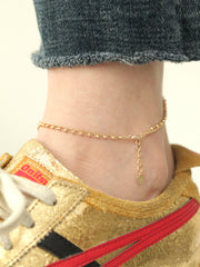 14K 18K Gold Candy Cutting Ball Chain Anklet