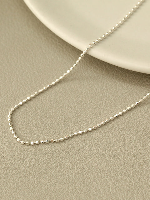 925 Silver Cutting Ball Flat Chain Anklet