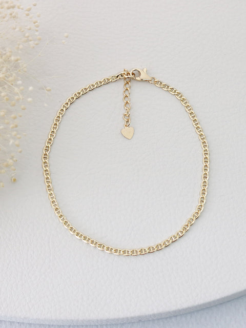 14K Gold Modern Chain Anklet bracelet