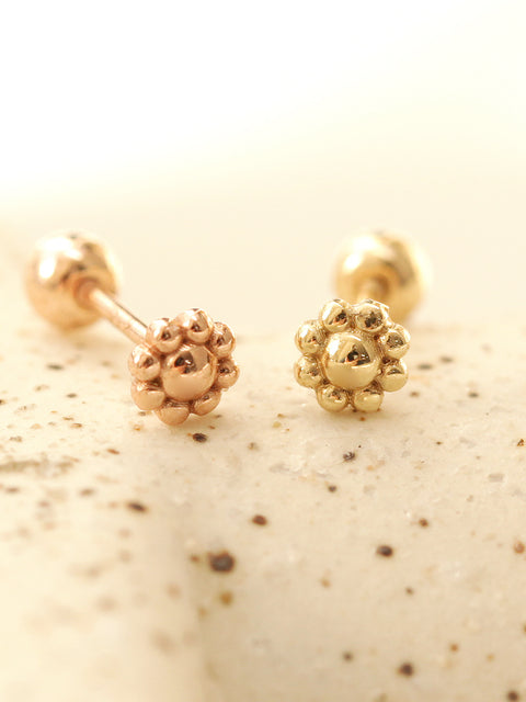 14K gold Mini Ball Flower cartilage earring 20g