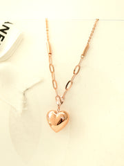 14K Gold Lovely Heart Chain Necklace