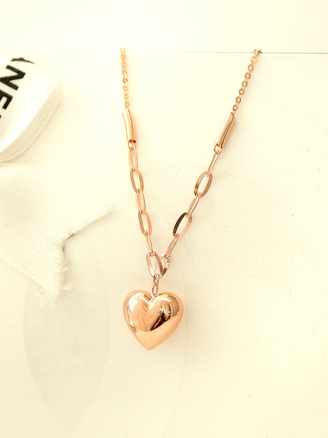 14K Gold Lovely Heart Chain Necklace