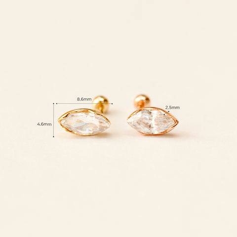 14K Gold Point Marquise Cubic Cartilage Earring 20G18G16G