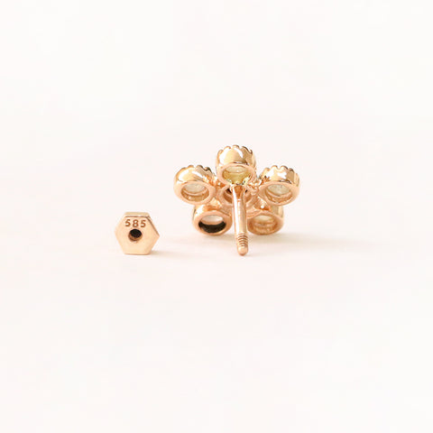 14K Gold Bling Rough Diamond Flower Cartilage Earring 18g