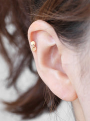14K Gold Twin Dangle Cartilage Earring 18G16G