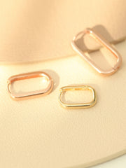 14K Gold Round Square Hoop Earring