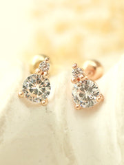 14K Gold Double Round Cubic Cartilage Earring 20G18G