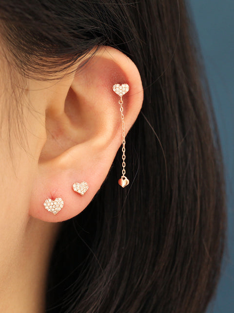 925 Silver Heart Cubic cartilage earring 16g
