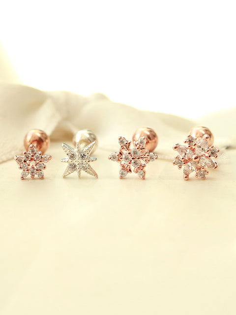 925 Silver Snow Flake Cartilage Earring 16G