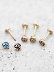 14K Gold Flower Labret Piercing 18G16G